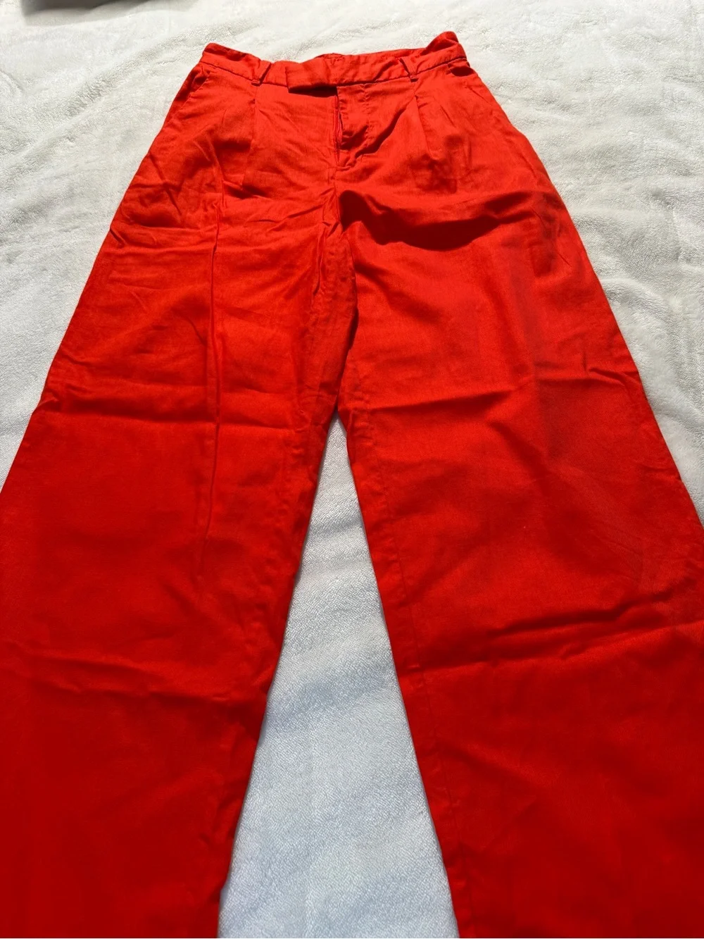 Banana Republic Factory Trailblazing Orange High-Rise Wide-Leg Linen Pants 4P